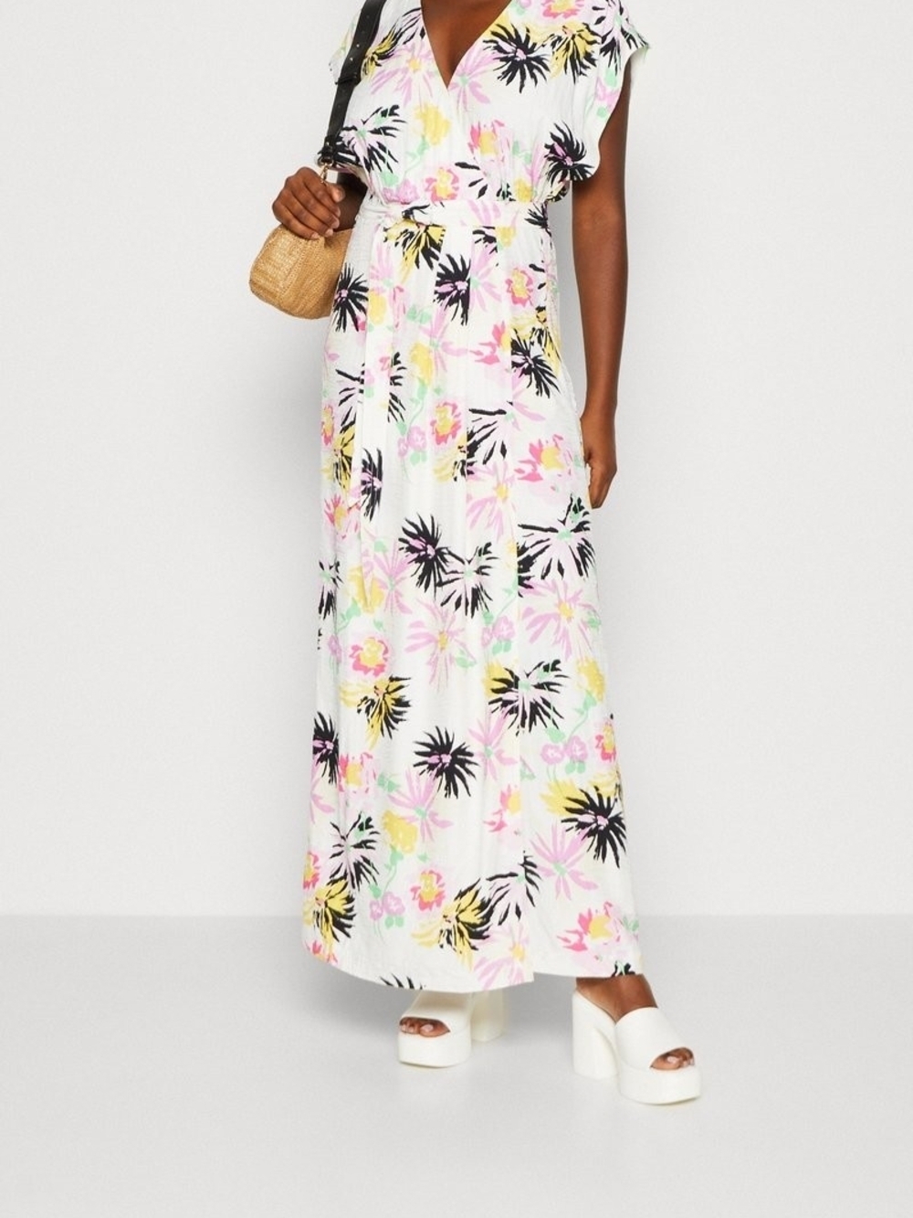 Scotch & Soda Park In Bloom Aster White Floral Maxi Wrap Dress EU36/US SMALL